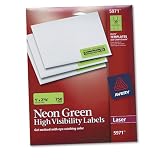 Avery High Visibility 1 x 2 5/8 Inch Fluorescent Green Labels 750 Pack (5971)