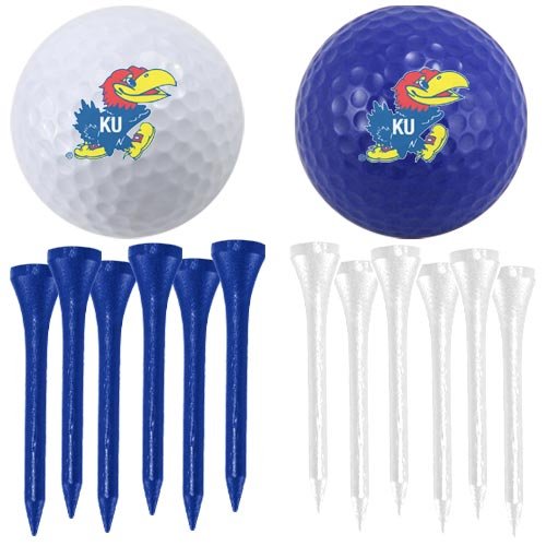 Kansas Jayhawks Two Golf Balls And Twelve Tees Set