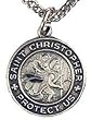 St.christopher Pewter Diamond Cut Medal.18" Stainless Steel Chain