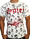 SMET Ed Hardy Christian Audigier Mens Foil Metallic Skull Crow Tattoo Short Sleeve T-Shirt Tee Shirt