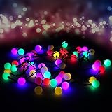Quarice®飾りLEDソーラーイルミネーション　ストリング　ライト【50LED　カラーボール　直径20ｍｍ　全長6.8ｍ　点灯2パターン（フラッシュ・連続照明）】クリスマスツリー、ワードローブ、結