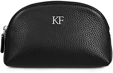 Katerina Fox Black Genuine Leather Pouch Cosmetic Bag (KF-068)