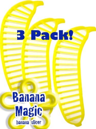 3 Pack Banana Slicer Cutters * Banana Magic * Kitchen Tool - Handy Gadget Instantly Slice Chop Banana Chips No Knife Necessary !