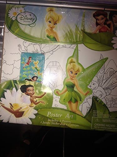Disney Tinker Bell Poster Art Jumbo Sticker and Crayons-Lot of 2 per Order