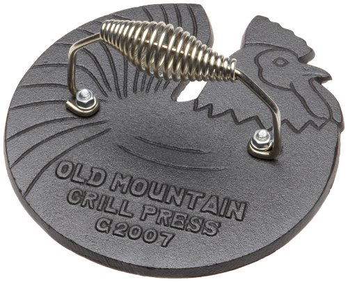 Old Mountain Pre Seasoned 10150 Rooster Shaped Bacon / Grill Press, 7 1/2 Inch Diameter