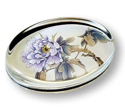 Exotic Bloom - Oval Glass Paperweight
