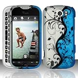 HTC Mytouch 4g Slide Accessory - Blue/Silver Flower & Vines Design Protecti ....