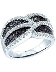 1.0CTW ROUND WHITE AND BLACK DIAMOND FASHION BAND