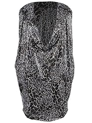 Leopard Print Bubble Dress Cowl Neck Sleeveless  Dress