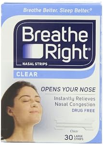 Breathe Right Nasal Strips, Large, Clear, 30-Count Boxes (Pack of 2)