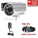 VideoSecu 1/4" Sharp CCD Home Security Day Night Surveillance Outdoor Indoor Weatherproof Camara with 3.6 mm Lens Free Power Supply and 50ft Video Power Cable Free DeCal IR703KC 1QT
