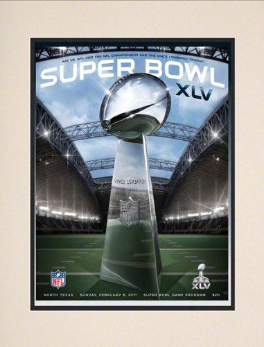 Matted 10.5 x 14 Super Bowl XLV Program Print | Details: 2011, Packers vs Steelers