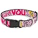 Buckle Down Plastic Clip Collar - Tweety Bird I Love You Pink/Black - 1