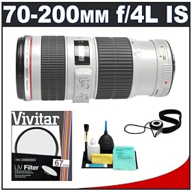 Canon EF 70-200mm f/4L IS USM Zoom Lens + UV Filter + Accessory Kit for Canon EOS 30D, 40D, 50D, 5D, 7D, Mark II, Rebel XS, XSi, XT, XTi, T1i Digital SLR Cameras