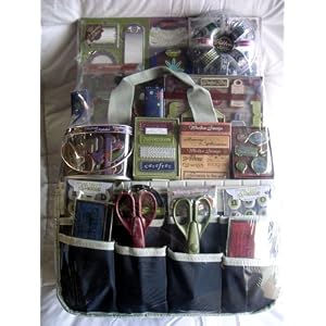 PORTAFOLIA Gifted Memories Multi-Pocket Tote Scrapbooking Craft Kit Navy