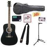 Barcelona D-100 Full-Size Dreadnought Acoustic Guitar Bundle with Tuner, Stand, Gig Bag, Strap, Strings, Pick Card, and Polishing Cloth - Black
