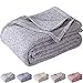 kawahome Original Woven Blanket (Queen Size, Grey and White) Cozy Gradient Blanket with Classic Pattern Soft Lightweight Decorative Heather Throw Blanket for Bed or Couch/Sofa, Easy Care
