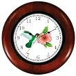 Red Throated Hummingbird or Humming Bird and Pink Hibiscus Flower - JP Wooden Wall Clock by WatchBuddy Timepieces (Cherry Wood Frame)