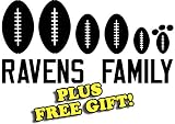 13" x 5.5" Ravens Football Family Vinyl Sticker Decal [Die-cut, White] + with Free Football Pencil