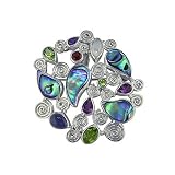 Sterling Silver Multi-Stone & Paua Shell Pin/Pendant by Sajen