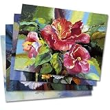 Hibiscus Harmony - Box Set of 12 Assorted Greeting Cards and Patterned Envelopes
