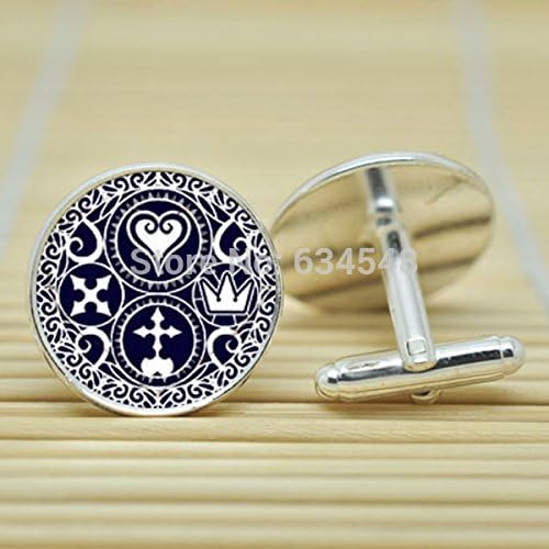 Pretty Lee Kingdom Hearts Inspired Ultimania Trinity In Silver Cufflinks Glass Cabochon Cufflinks C3728