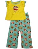 Paul Frank - Toddler Girls Short Sleeve Monkey Pajamas, Yellow, Aqua