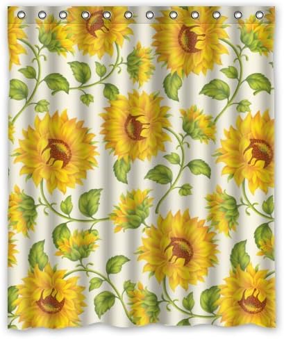 60"(width)x72"(length)Beautiful Yellow Sunflower Art 100% polyester shower curtain