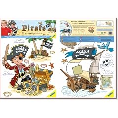Wandsticker Piraten - Gr��e 1 Piratenjunge 35 cm, 1 Schatzinsel 23 cm, 1 Piratenschiff 45 cm, 1 Katze 12