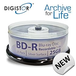 DIGISTOR 25GB BD-R Media, Silver Surface Disc (25 pack)