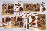 A4 3D step by step Le Suh decoupage sheet - farm animals - cows