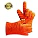 Homar 3 Colors Heat Resistant BBQ Grilling Gloves Oven Mitten Set - Best in Protective Mitts & Potholders - Silicone Baking & Outdoor Cooking Gloves One Size Fits All Perfect for Men & Women (Orange)