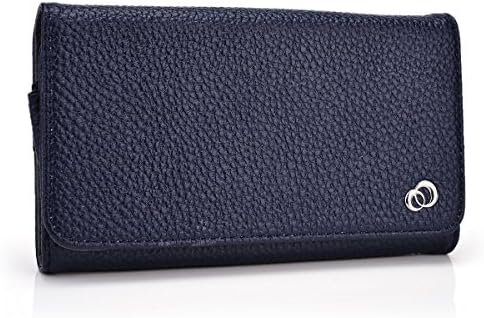 Freedom Pop Mobile Carrier Samsung Galaxy S4/S3/S2 Universal Smartphone holder w/internal card slots, phone pocket with view window-Navy Blue
