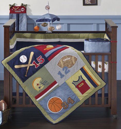 Little Playoffs Sports Baby Crib Bedding 4 Piece Set