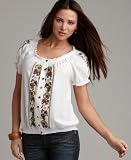 Style&co. Top, Short Sleeve Embroidered Scoopneck