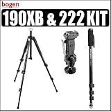 Manfrotto 190XB 3 Section Aluminum Tripod & Manfrotto 222 (was 3265) Grip Action Ball Head With Quick Release Plate & Bonus Monopod