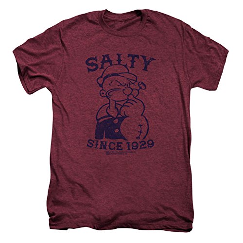 Popeye - Mens Salty Dog Fitted T-Shirt, Size: Large, Color: PlumÂ Heather