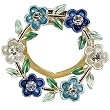 Daisy Ring Crystal Brooch Pin - Blue