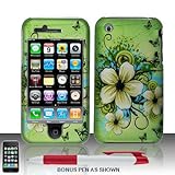 Apple iPhone 3g 3gs Apple Green Butterfly Flower Premium Design Snap-On Premium Phone Protector Hard Cover Case
