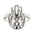 Open Design Hamsa Hand Ring with Third Eye in Sterling Silver, Available in Sizes 6, 7, 8 and 9, #7429