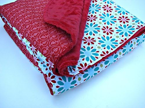 Red and Teal Minky Baby Blanket