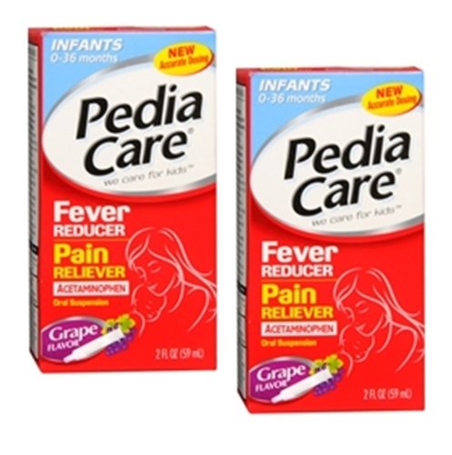 Huge save onpediacare for infants Pedica Care Fever Reducer & Pain Reliver, Acetaminophen, Infants 0-36 Months, Grape Flavor, 2 Fl Oz/ 59 mL, (2 PACK)