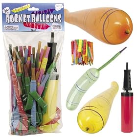Children's Party Rocket Balloon Set: 40pc + Hand Pump