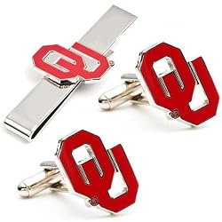 Oklahoma University Sooners NCAA Cufflinks with Matching Tie Bar Set