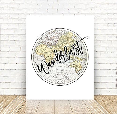 Wanderlust Map Print, Vintage Map Wanderlust Print, 5x7, 8x10, 11x14 and 16x20 Prints available