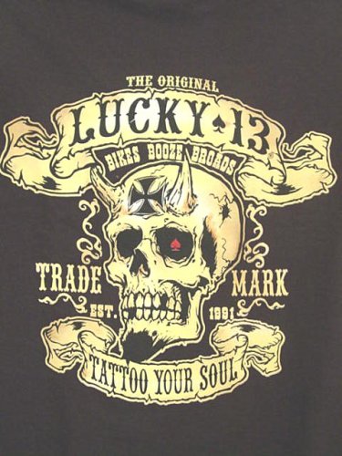Lucky 13 Booze Bikes and Broads Mens T Shirt, Bad Boy Biker T Shirt from Lucky 13 Tattoo Your Soul