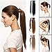 Remeehi Real Human Hair Ponytail Extensions Straight Clip in Wrap Around Hair Pony Tails 16inch (80g 8/613#)
