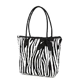 Medium Quilted Zebra Print Tote Bag - Black/White (15x13x5)