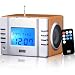 August MB300 Mini Wooden MP3 Stereo System and FM Clock Radio, with Card Reader, USB Port & AUX Jack (3.5mm Audio In), 2 x 3W Powerful Hi-Fi Speakers and Built-in Rechargeable Battery
