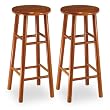 Set of 2 Beveled Seat 30" Stool in Cherry Finish By Winsome Wood